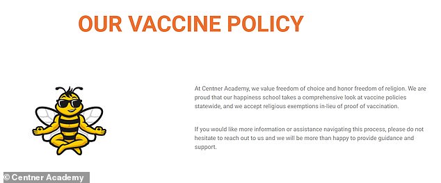 The school shares a brief note on its vaccine policy on its website - with the detailed guidance proving extremely controversial, and infuriating professional medics